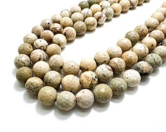 Natural Opal Beads, Africa White Opal Faceted Round Gemstone Beads (4mm 6mm 8mm 10mm 12mm) - PG170