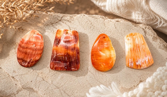 Natural Spiny Oyster Shell Pendant | Sunset Orange Red Shell | Unique Organic Texture | Sea of Cortez Jewelry Supply Large 40-60mm SO42