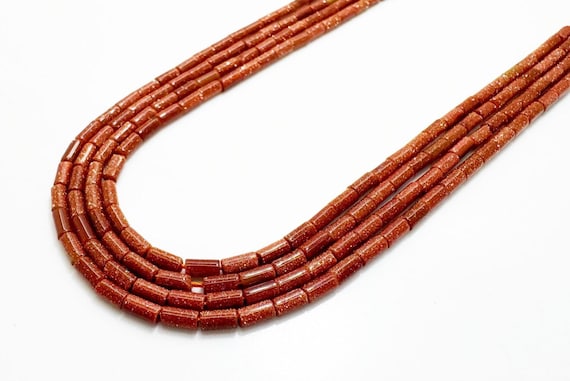 Gold Sandstone Tube Beads 4x2mm | Goldstone Heishi Tube Beads | Sparkly Brown Gold Beads | 15” Strand Jewelry Making Supplies - RD08