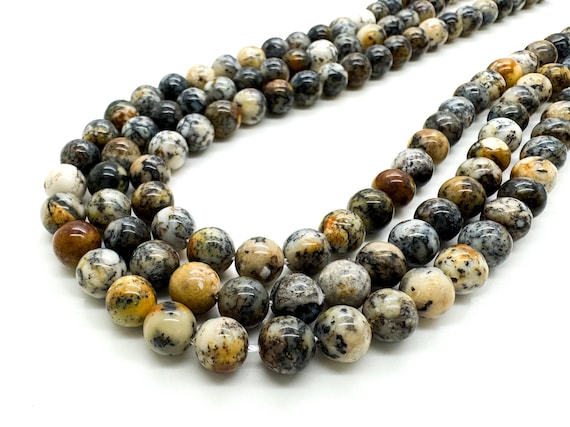 Dendritic Opal Beads, Natural Dendritic Opal Smooth Polished Round Sphere Ball Gemstone Beads - RN102