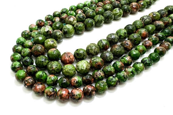 Green Jasper Faceted Polished Round 8mm 10mm Gemstone Jewelry Making Beads - RNF133C