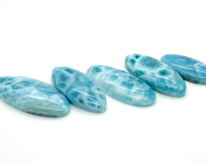 Natural Larimar Rock Gemstone Oval Marquise Beads for Pendant