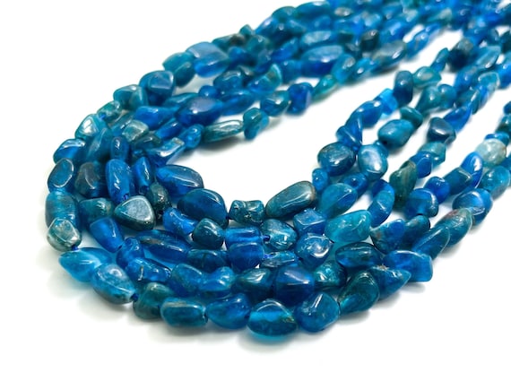 Blue Apatite Beads, Natural Apatite Small Nugget Polished Pebble Gemstone Beads - PGS151