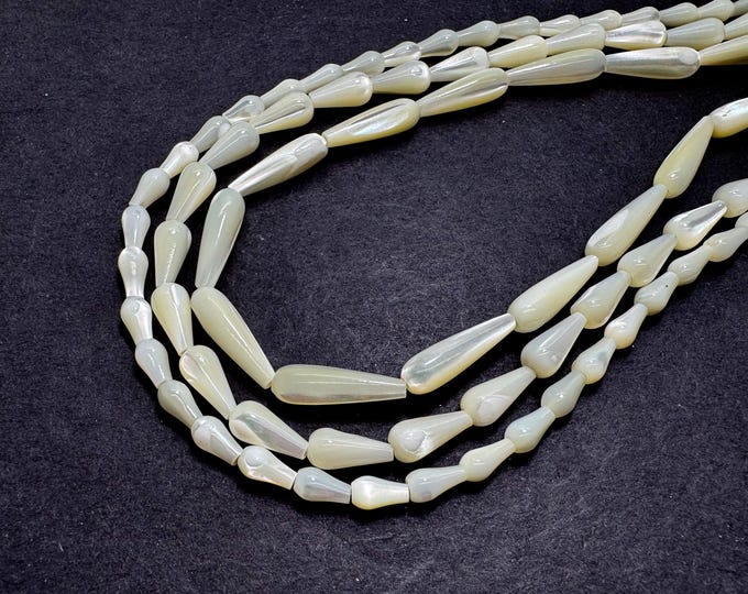 AAA Teardrop Mother of Pearl MOP Shell Beads – Natural Iridescent Shell for Jewelry Making - PG322F