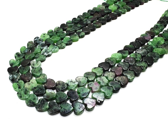 Ruby Zoisite Heart Beads: Passion & Growth Gemstone Flat Heart Beads - 6mm - PGS411