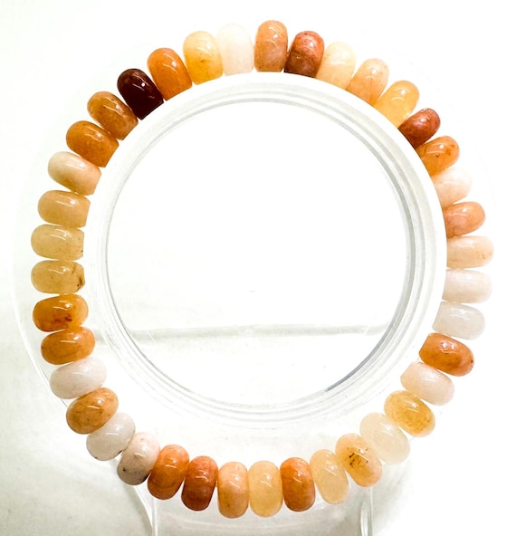 Handmade Orange Jade Rondelle Beaded Bracelet - 8mm