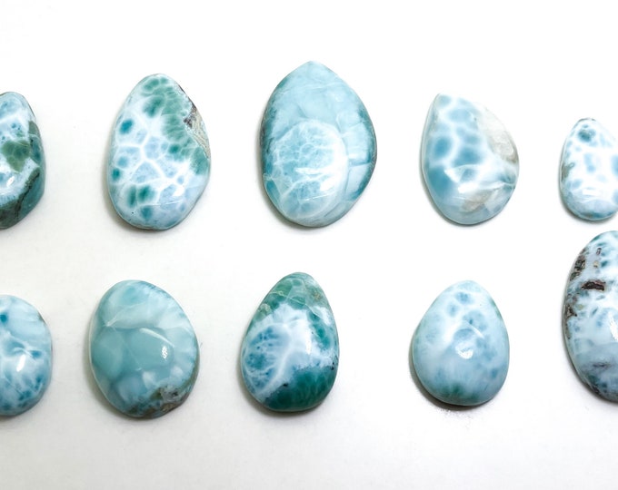 Natural Dominican Larimar Cabochons Rock Gemstone Round Small Oval Flat Rectangle Beads for Pendant Grade AAA - PGL01E