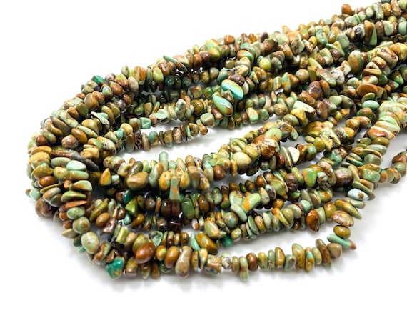 Natural Turquoise Beads, Genuine Arizona Turquoise Smooth Rough Rondelle Nugget Chip Loose Gemstone Beads (Assorted Size) - PGS241G