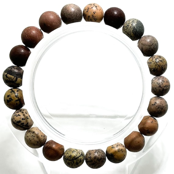 Natural Red Creek Jasper Bracelet Round 8mm Gemstone Beads Stretch Elastic Cord Handmade Beaded Bracelet - PGB22