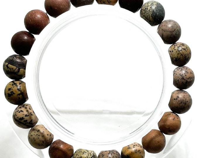 Natural Red Creek Jasper Bracelet Round 8mm Gemstone Beads Stretch Elastic Cord Handmade Beaded Bracelet - PGB22