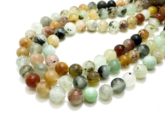 Green Amazonite Color Agate Smooth Polished Round 8mm Gemstone Jewelry Making Beads - RN198W