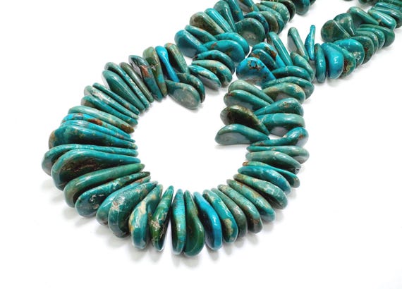 Hubei Turquoise Teardrop Beads Natural Teal Blue Graduated Flat Back Pear Beads 14mm to 40mm Premium Focal Gemstone Strand - PGS370W1ATTQ05