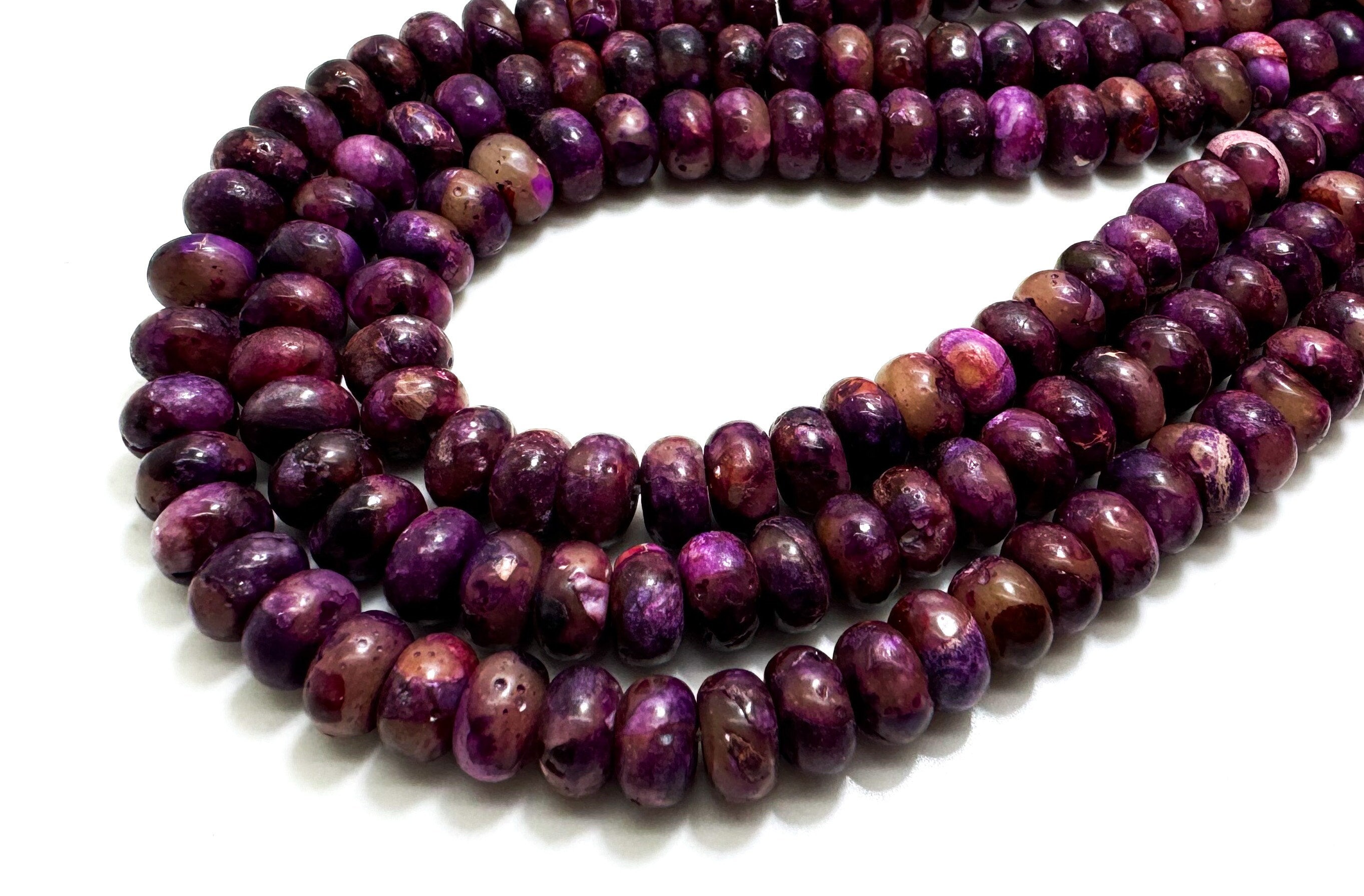 COLLANE PERLINE CILINDRO PIETRA PREZIOSA VIOLA 8x12MM AFRICA - Foto 8