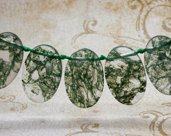 Green Fire Quartz Transparent Natural Flat Oval Smooth Gemstone Beads Loose Bead 22mm x 36mm - PGS77