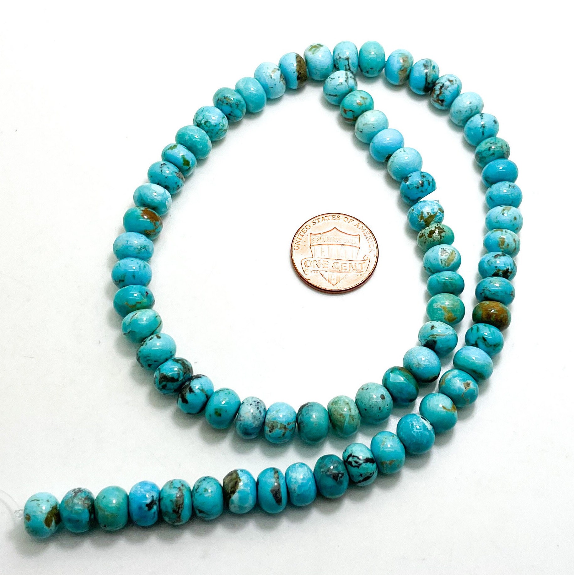 4-4.5mm Blue Round Natural TURQUOISE Beads for Jewelry Making Strand 15  los532