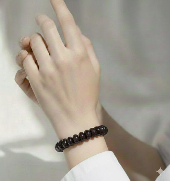 Dark Brown Jade Rondelle Bracelet: Handmade Gemstone Beaded Accessory