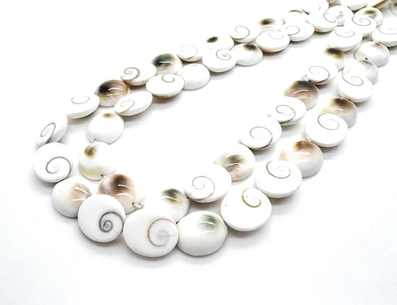 Natural Flat Shiva Eye Shell Oval Beads 14x12mm Pacific Cat's Eye Genuine Spiral Shell Protective Amulet for Boho Jewelry Making - PG292