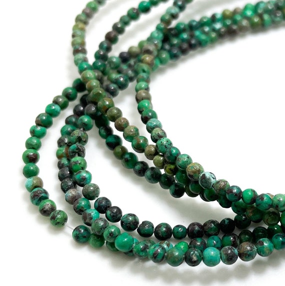 Natural Turquoise Beads, Genuine Turquoise Smooth Round Sphere Ball Loose Gemstone Beads (3mm, 2.5mm) - PGS283