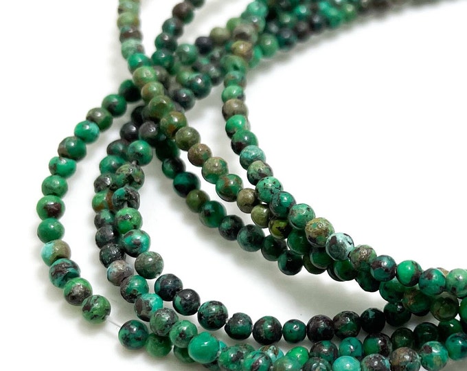 Natural Turquoise Beads, Genuine Turquoise Smooth Round Sphere Ball Loose Gemstone Beads (3mm, 2.5mm) - PGS283