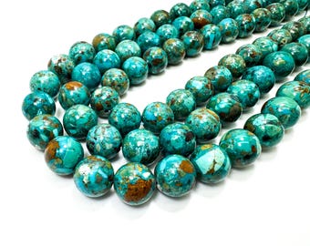 Man-Made Algeria Turquoise Beads: Vibrant Blue-Green Round Gemstone - Jewelry Making