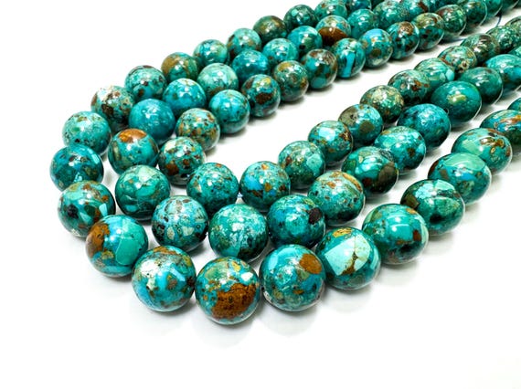 Man-Made Algeria Turquoise Beads: Vibrant Blue-Green Round Gemstone - Jewelry Making