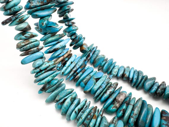 Natural Kingman Turquoise Slab Beads Genuine 14-26mm Arizona Blue Gemstone Large Organic Petal Shape for Statement Jewelry - PGS371-4