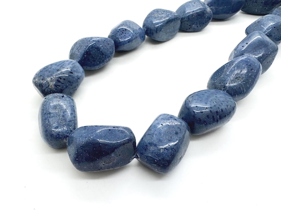 Natural Blue Sponge Coral Large Nugget Beads Massive Large Polished Focal Genuine Indigo Sea Coral Tumbled Slabs Statement Jewelry Supply
