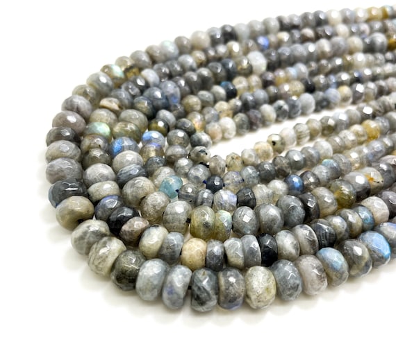 Natural Labradorite Beads, High Quality Labradorite Faceted Rondelle Beads Natural Gemstone (4mm x 6mm, 5mm x 8mm) - PG79