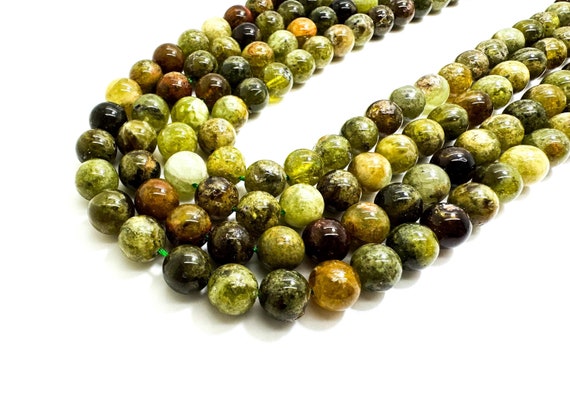 Green Garnet Gemstone Beads: Polished Round, Jewelry Making