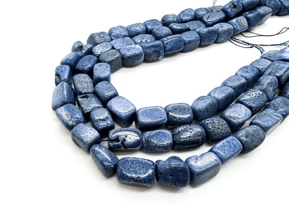 Natural Blue Sponge Coral Chunky Nuggets Genuine Polished Gemstone Indigo Blue Sea Coral Nugget Strand Statement Jewelry Making Supply BC3