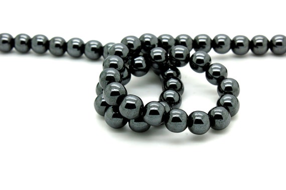 Genuine Hematite Beads, Natural Non Magnetic Gun Metal Gray Smooth Hematite Round Ball Gemstone Beads - (4mm 6mm 8mm 10mm) - RN109