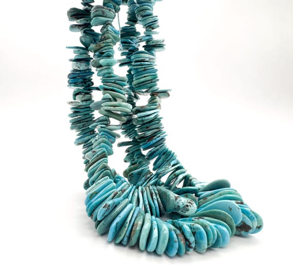 Arizona Turquoise Graduated Flat Teardrop Gemstone Beads Strand Natural Blue Untreated for  Women Jewelry Supplies PGS370-4