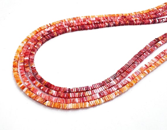 High Quality Spiny Oyster Shell Flat Square Beads 1mm x 2.5mm Orange Red Gradient Natural Shell Beads Jewelry Making Supplies - SO38