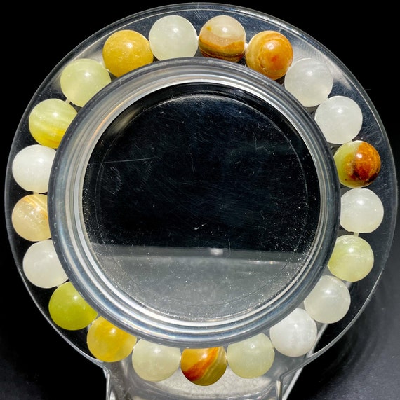 Natural Butter Jade Polished Round 8mm Gemstone Beads Stretch Elastic Cord Handmade Beaded Bracelet Accessories - PGB228