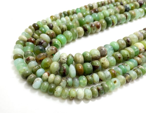 Natural AAA Chrysoprase Smooth Polished Rondelle Gemstone Beads Size 6mm 8mm 15.5'' Strand - RD31