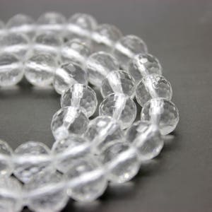 Natural Quartz, Clear Transparent Quartz Faceted Round Ball Sphere Beads Gemstone Natural Loose Stone 4mm 6mm 8mm 10mm PG39 image 1