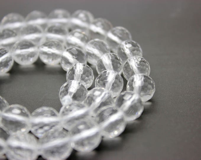 Natural Quartz, Clear Transparent Quartz Faceted Round Ball Sphere Beads Gemstone Natural  Stone (4mm 6mm 8mm 10mm) - PG39