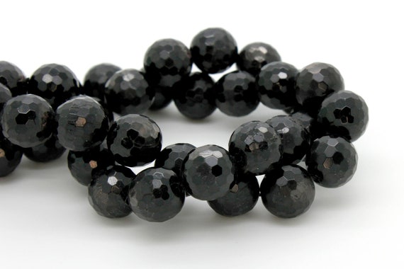Natural Hypersthene Faceted Round Ball Sphere  Gemstone Beads - Full 15.5" Strand