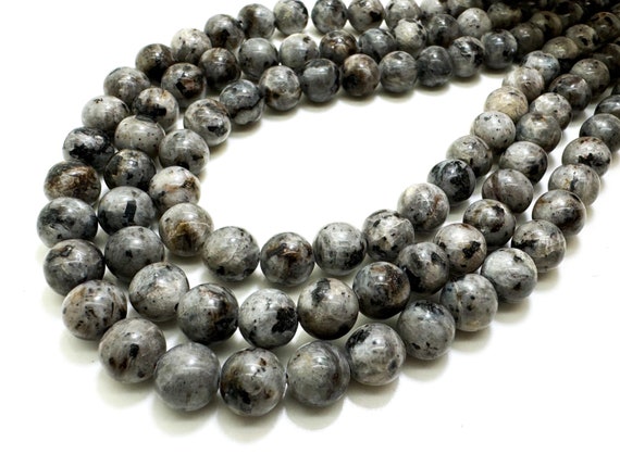 Gray Jasper Smooth Polished Round 8mm Gemstone Jewelry Making Beads - RN198C1