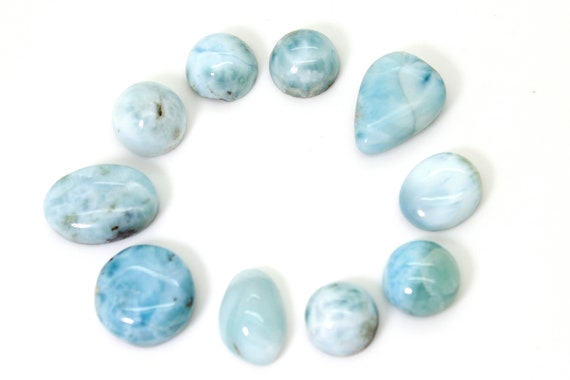 Natural Larimar Cabochon - 10 pcs Chips Rock Stone Gemstone Variety Tear Drop Shape Beads for Ring Necklace Pendant Jewelry Making - PGL50