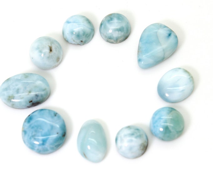 Natural Larimar Cabochon - 10 pcs Chips Rock Stone Gemstone Variety Tear Drop Shape Beads for Ring Necklace Pendant Jewelry Making - PGL50
