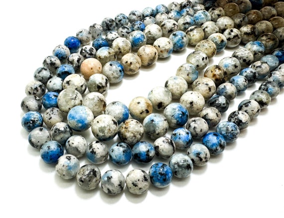 Blue K2 Jasper Smooth Polished Round 8mm 10mm Gemstone Jewelry Making Beads - RN199E