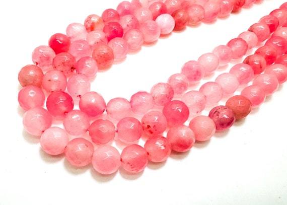 Light Pink Agate Faceted Round 10mm Gemstone Jewelry Making Beads - RNF131C