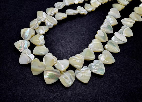 AAA Heart-Shaped Mother of Pearl MOP Shell Beads – Natural Iridescent White Tones Beads - PG322B