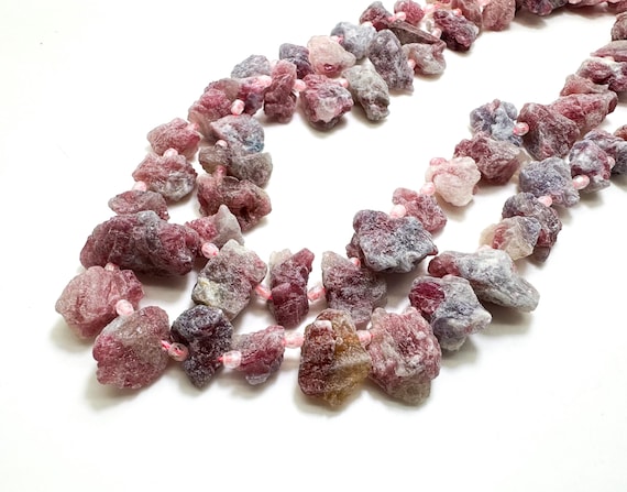 Natural Pink Tourmaline Beads, Raw Pink Tourmaline Chips Rough Cut Nugget Gemstone Beads - PGS155