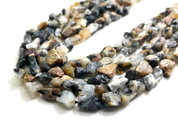 Dendritic Opal Beads, Rough Raw Natural Dendritic Opal Nugget Short Chunky Gemstone Beads - PGS151