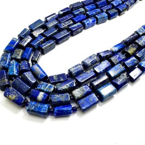Natural Blue Lapis lazuli Faceted Rectangular Barrel Nugget Pebble Tumble Chunky Smooth Polished Gemstone Beads for Jewelry Making - PGS122
