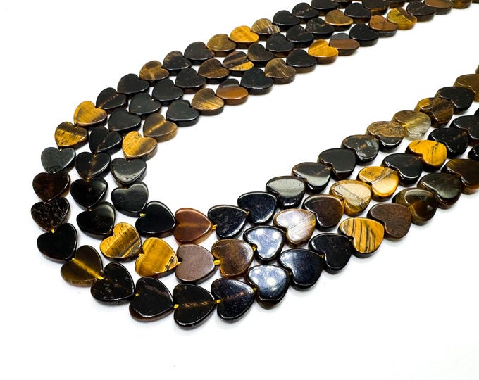 Tiger Eye Heart Beads: Golden Brown Gemstone, Courage & Protection