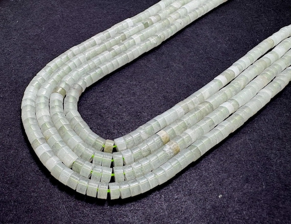 Natural Green Aventurine Heishi Cube Beads | Pale Green Gemstone | Small Cube Heishi Rondelle Beads for Jewelry Making Supplies RD33