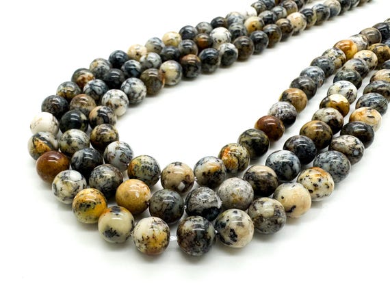 Dendritic Opal Beads, Natural Dendritic Opal Smooth Polished Round Sphere Ball Gemstone Beads - RN102